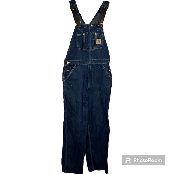 Vintage Carhartt Denim Coveralls Unlined 34x30 - Picture 1 of 11
